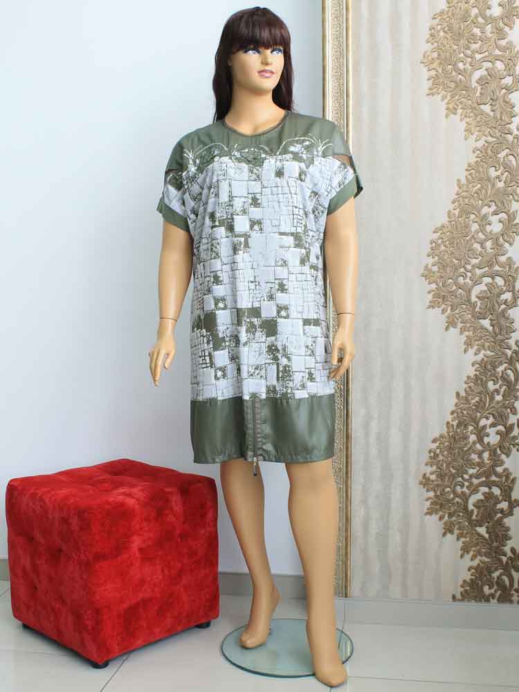 Платье комбинированное из вискозы и шелка с декоративным принтом большого размера. Магазин «Пышная Дама», Харьков.