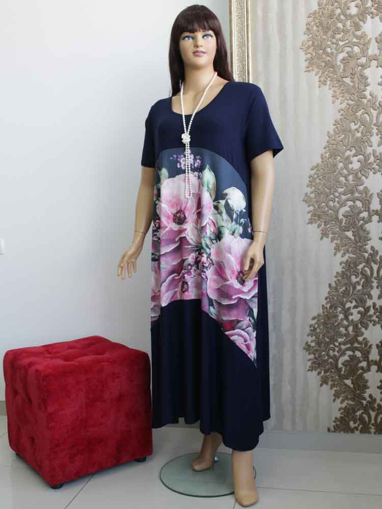 Платье трикотажное комбинированное с цветочным принтом большого размера. Магазин «Пышная Дама», Харьков.