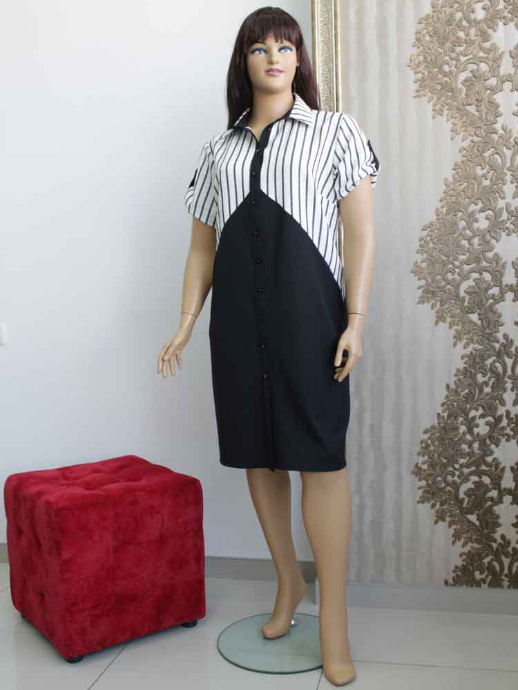 Платье-рубашка комбинированное большого размера. Магазин «Пышная Дама», Харьков.