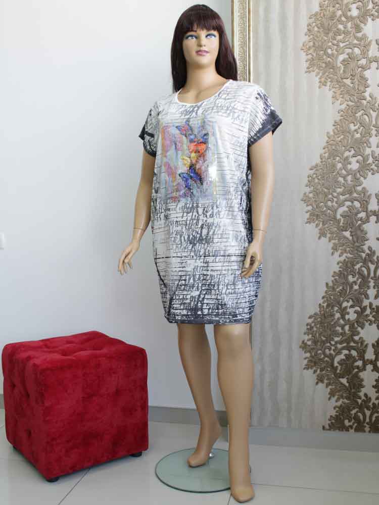 Платье-туника из вискозы с декоративным принтом большого размера. Магазин «Пышная Дама», Харьков.