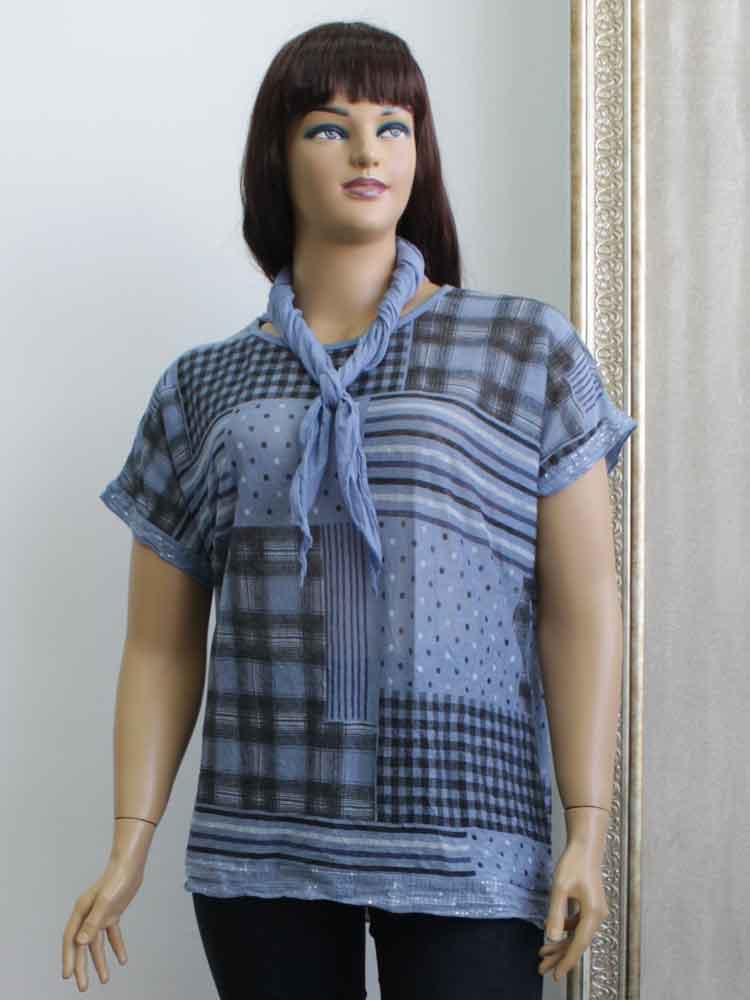 Блуза женская с платком из марлевки большого размера. Магазин «Пышная Дама», Харьков.