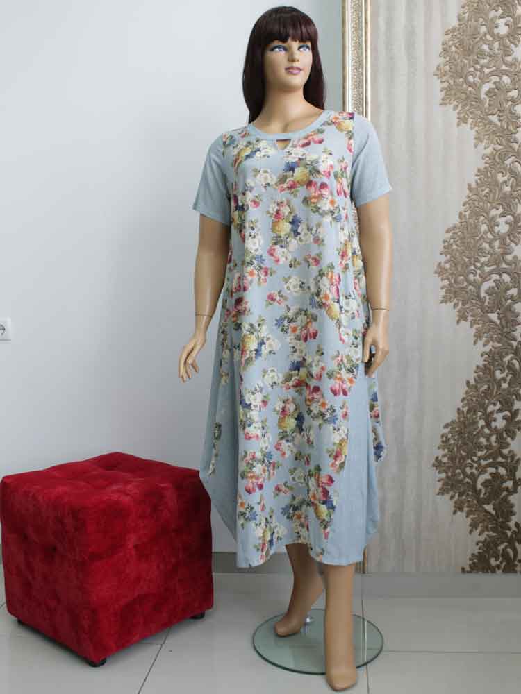 Платье комбинированное с цветочным принтом большого размера. Магазин «Пышная Дама», Харьков.