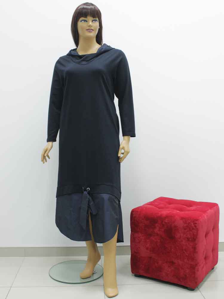 Платье трикотажное комбинированное с капюшоном большого размера. Магазин «Пышная Дама», Харьков.