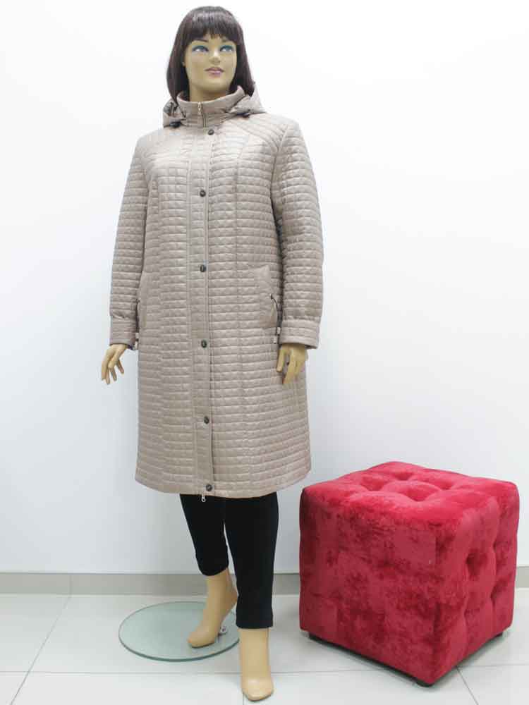 Пальто женское демисезонное стеганое с капюшоном большого размера, 2019. Магазин «Пышная Дама», Харьков.