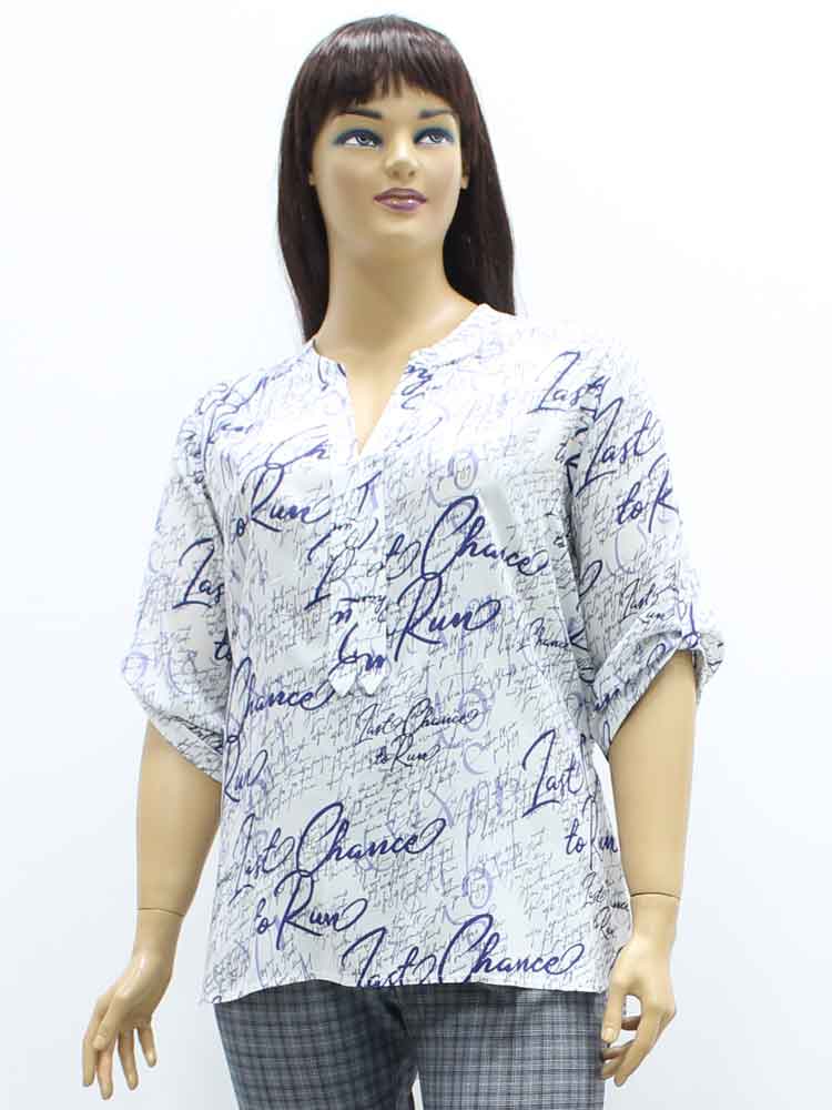 Блуза женская из хлопка с декоративным принтом большого размера. Магазин «Пышная Дама», Харьков.