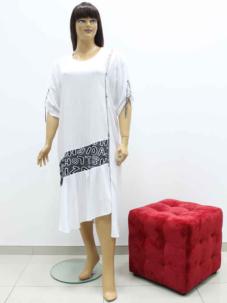 Платье из хлопка комбинированное с аппликацией большого размера. Магазин «Пышная Дама», Харьков.