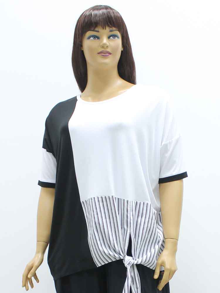 Блуза женская из хлопка комбинированная большого размера. Магазин «Пышная Дама», Харьков.
