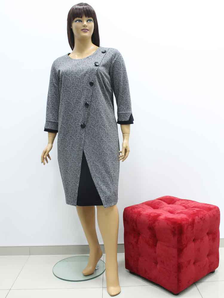 Платье комбинированное с асимметричной планкой большого размера. Магазин «Пышная Дама», Харьков.