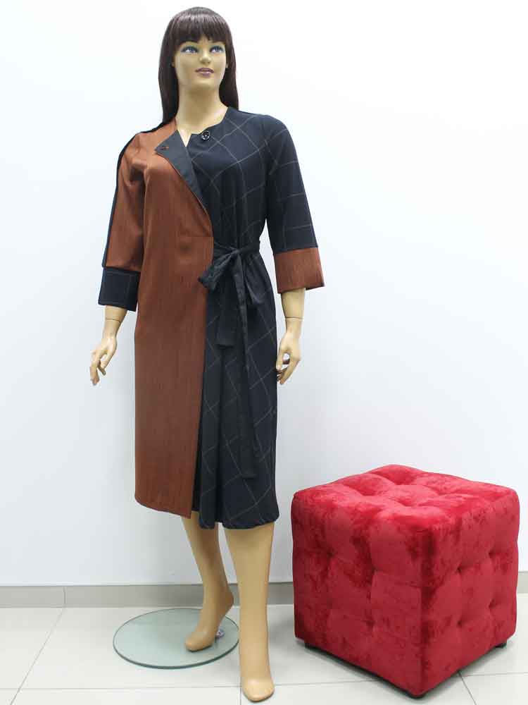 Платье комбинированное с поясом большого размера. Магазин «Пышная Дама», Харьков.