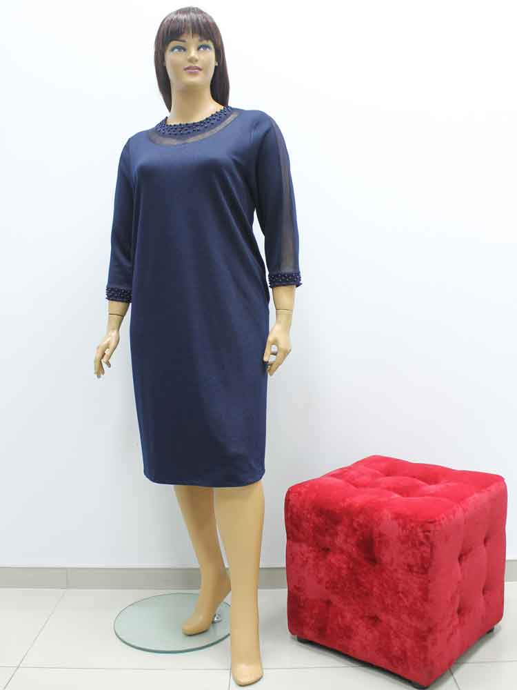 Платье из плотного трикотажа комбинированное с сеткой и отделкой бусинами большого размера. Магазин «Пышная Дама», Харьков.