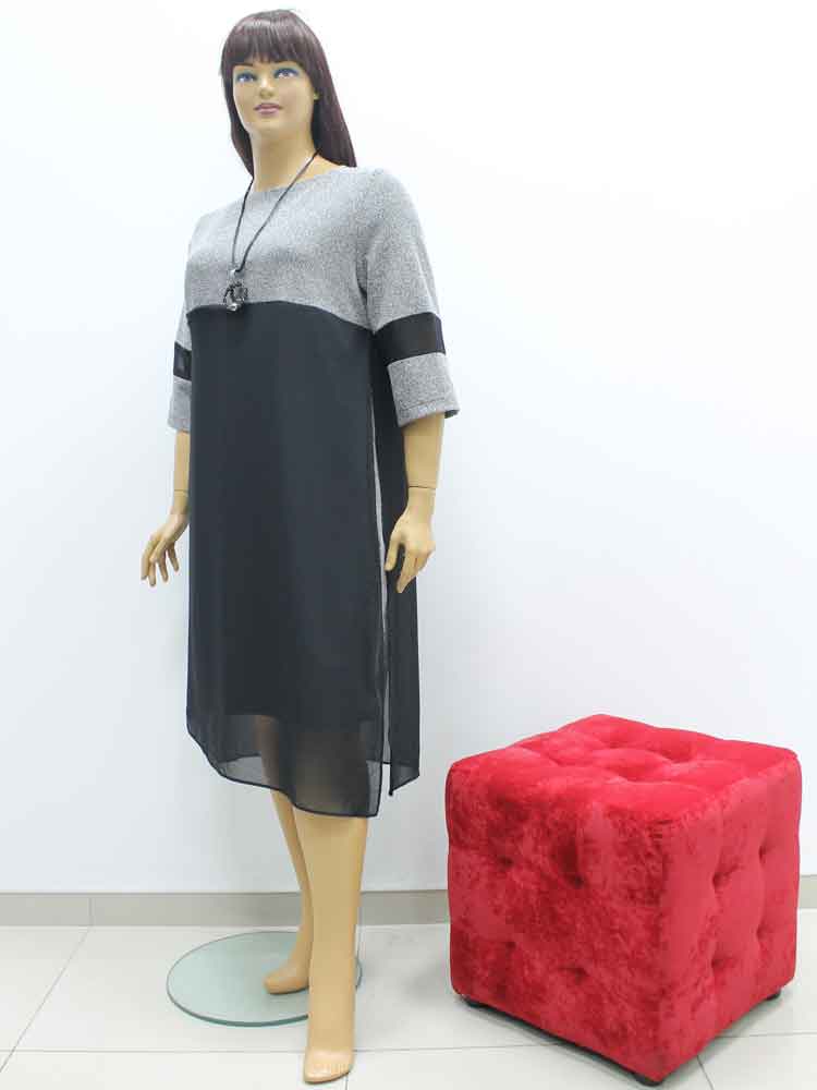 Платье трикотажное комбинированное с шифоном большого размера. Магазин «Пышная Дама», Харьков.