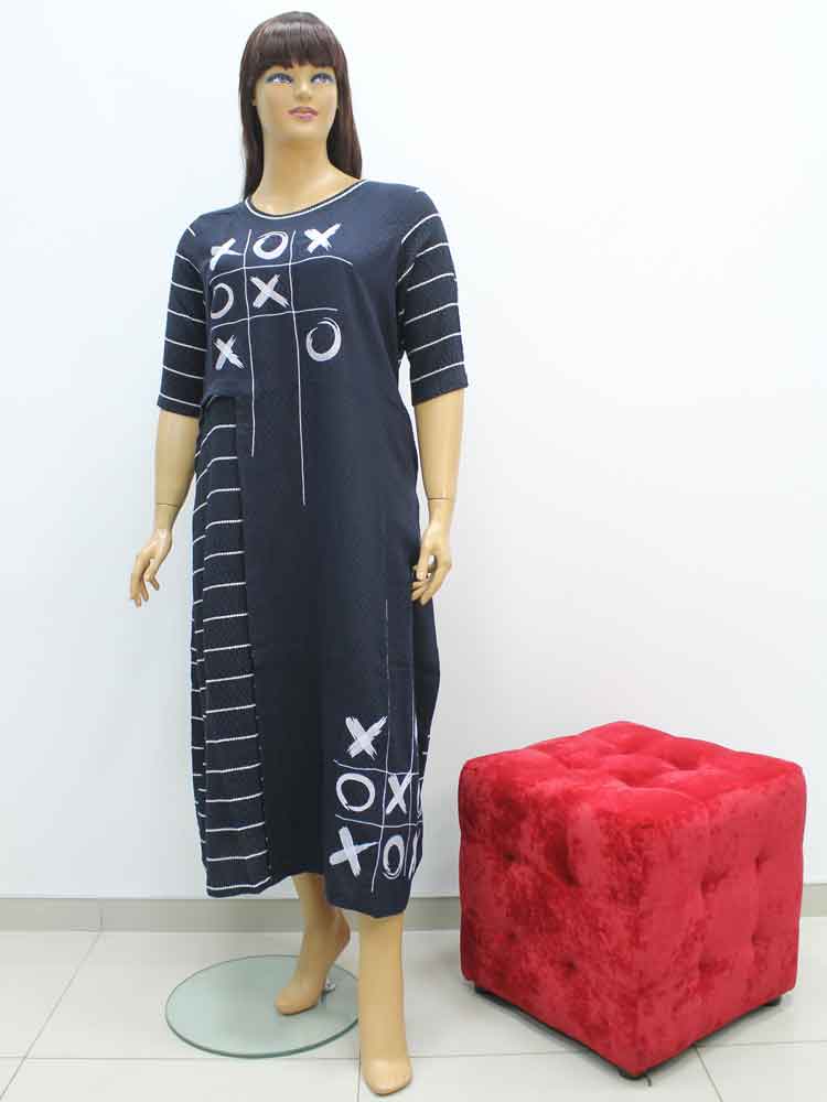 Платье из хлопка комбинированное с вышивкой большого размера. Магазин «Пышная Дама», Харьков.