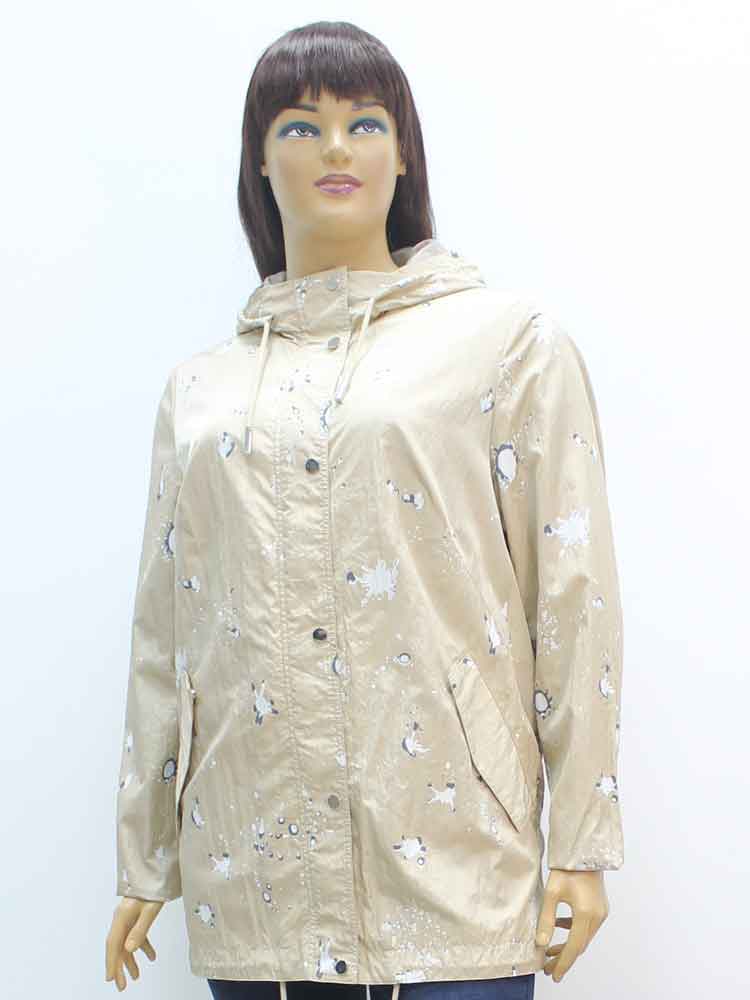 Куртка легкая женская из жатой ткани с капюшоном большого размера, 2020. Магазин «Пышная Дама», Харьков.