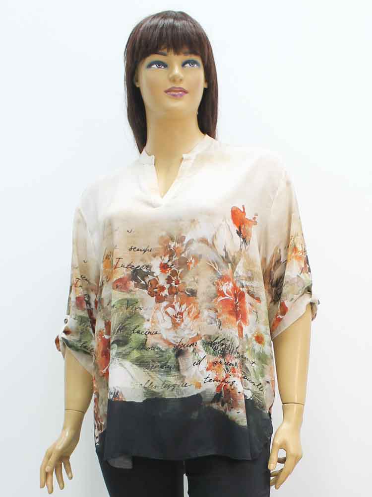 Блуза женская из вискозы с цветочным принтом большого размера, 2020. Магазин «Пышная Дама», Харьков.