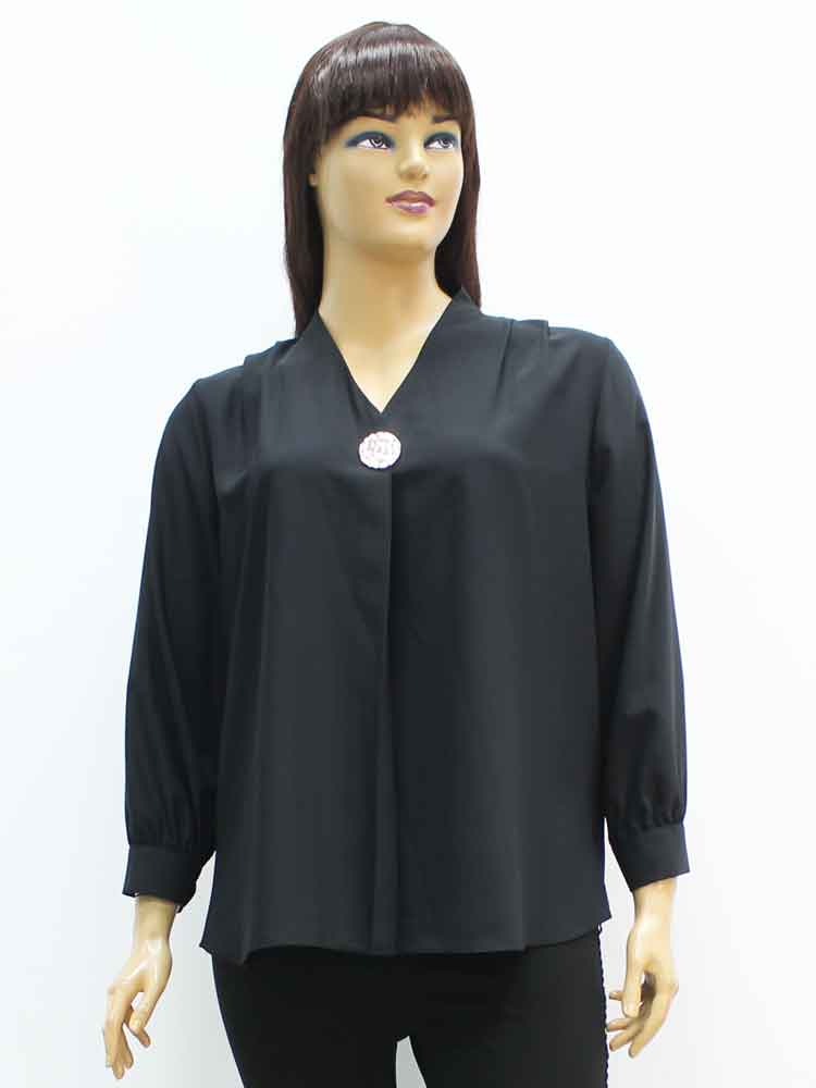 Блуза женская из мокрого шелка и брошь в комплекте большого размера. Магазин «Пышная Дама», Харьков.