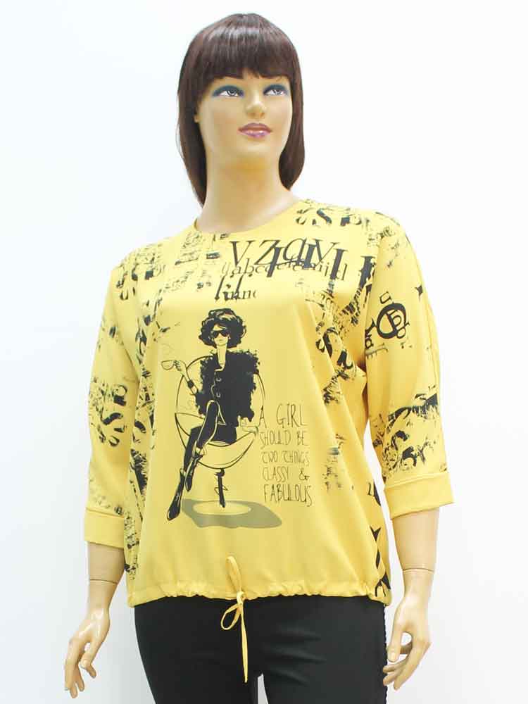 Блуза женская из мокрого шелка с декоративным принтом большого размера. Магазин «Пышная Дама», Харьков.