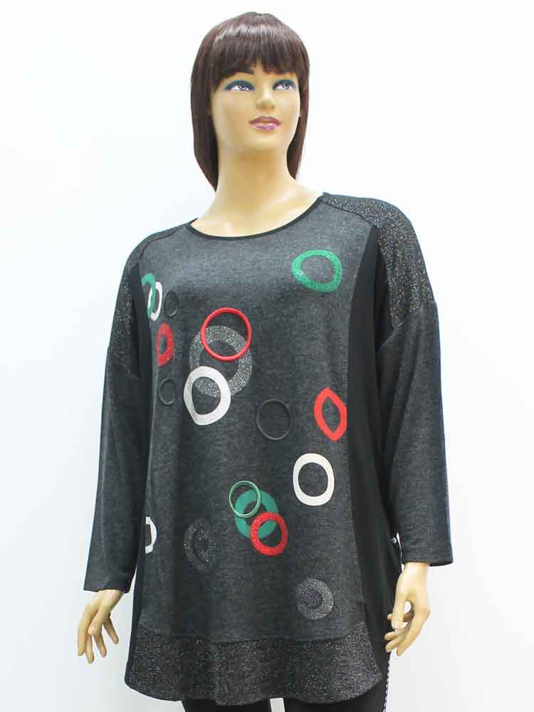 Блуза женская трикотажная комбинированная с вышивкой большого размера. Магазин «Пышная Дама», Харьков.