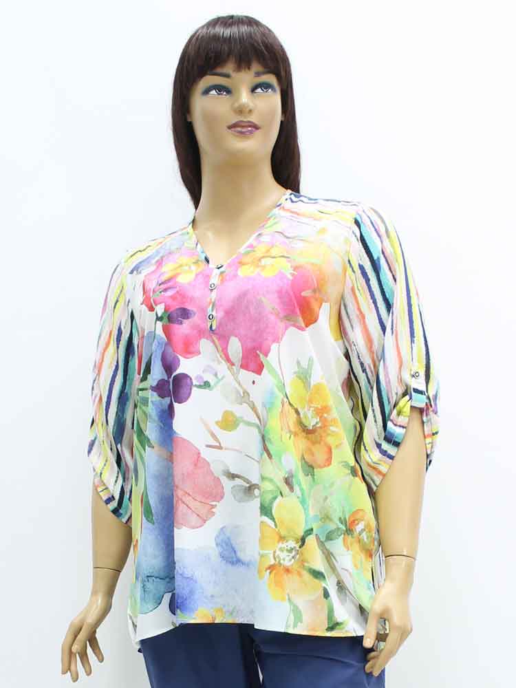 Блуза женская из вискозы с декоративным принтом большого размера, 2021. Магазин «Пышная Дама», Харьков.