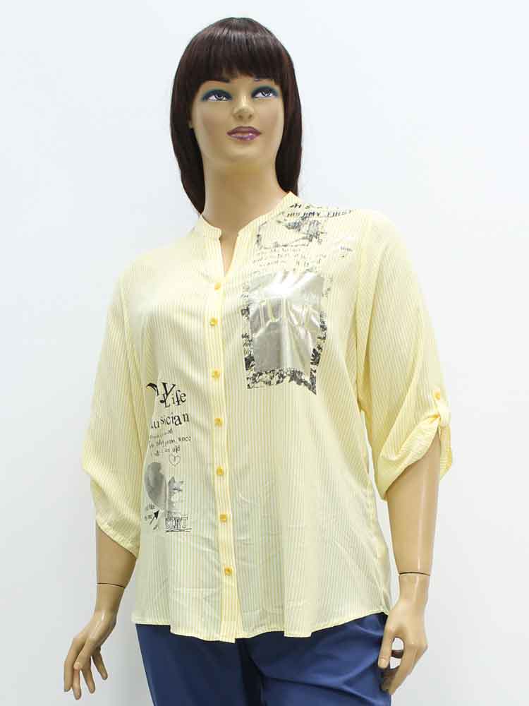 Блуза женская из вискозы с декоративным принтом большого размера, 2021. Магазин «Пышная Дама», Харьков.