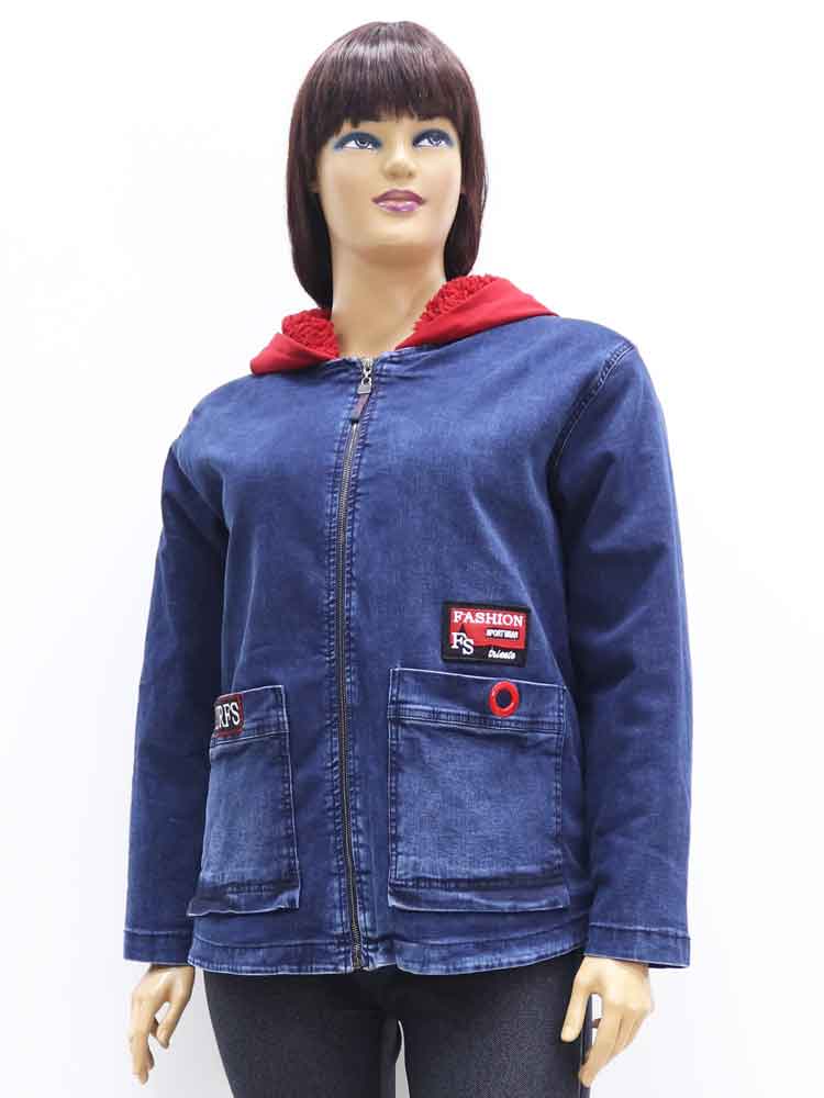 Куртка демисезонная женская джинсовая на подкладке из искусственного меха большого размера, 2021. Магазин «Пышная Дама», Харьков.