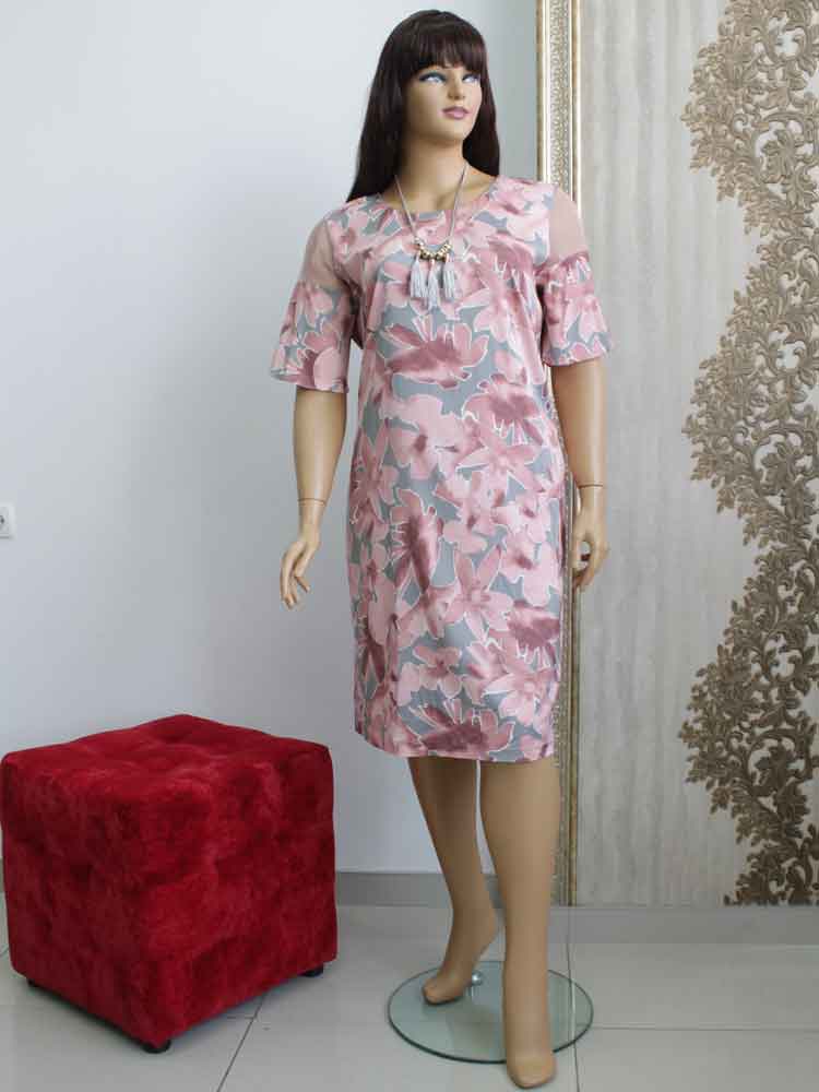 Платье из вискозы с отделкой из сетки (бижутерия в комплекте) большого размера. Магазин «Пышная Дама», Харьков.