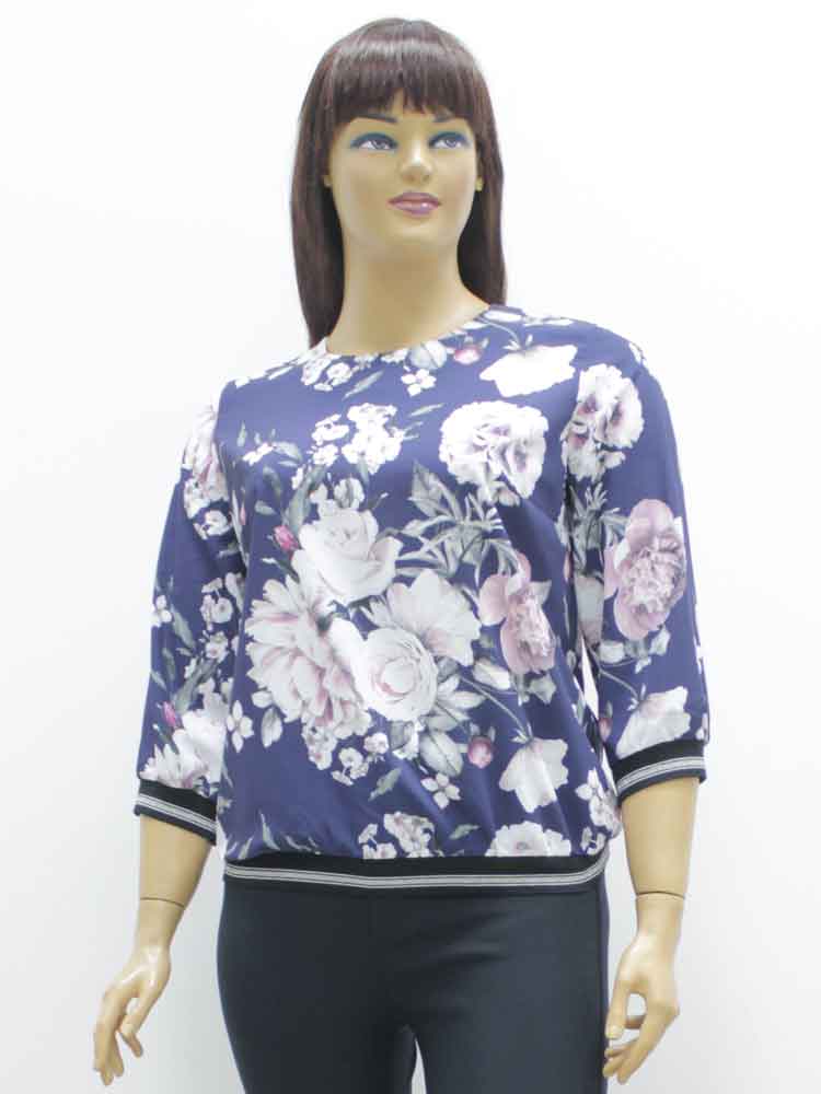 Блуза женская с цветочным принтом на манжете большого размера. Магазин «Пышная Дама», Харьков.