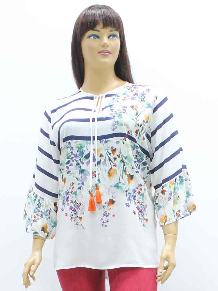 Блуза женская из штапеля с цветочным принтом большого размера. Магазин «Пышная Дама», Харьков.