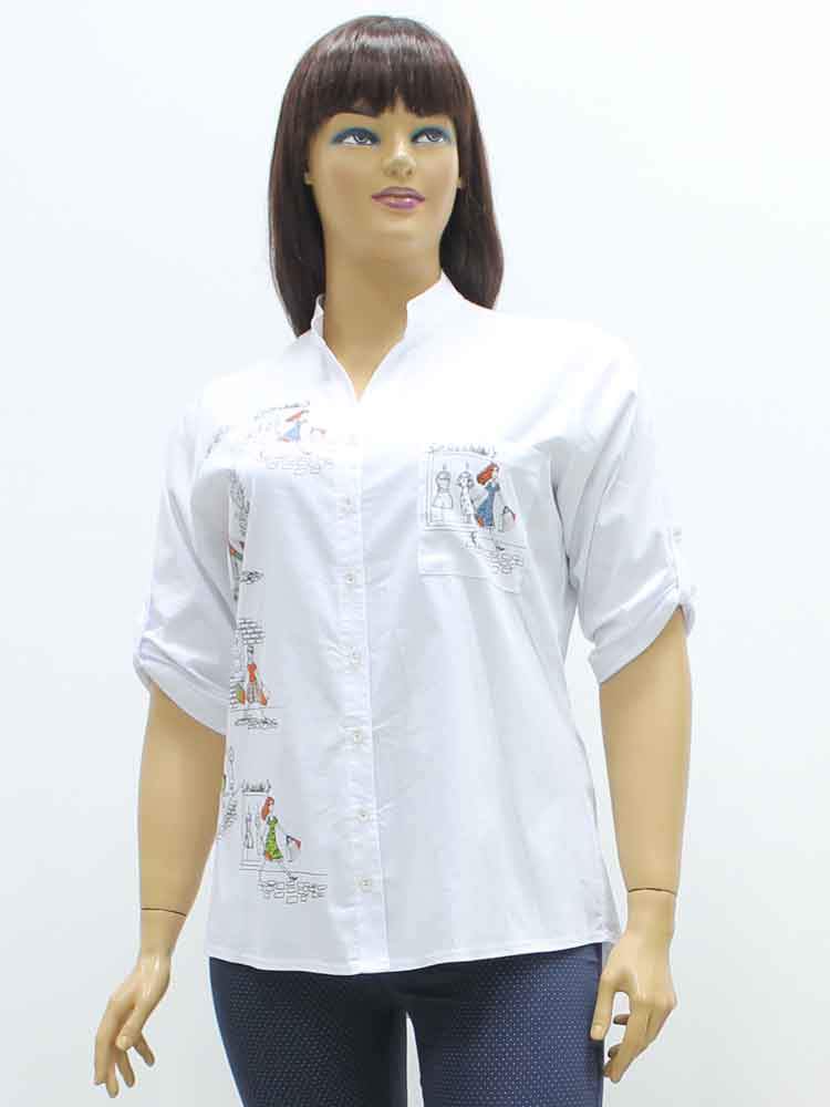 Сорочка (рубашка) женская из хлопка с эластаном с декоративным принтом большого размера. Магазин «Пышная Дама», Харьков.