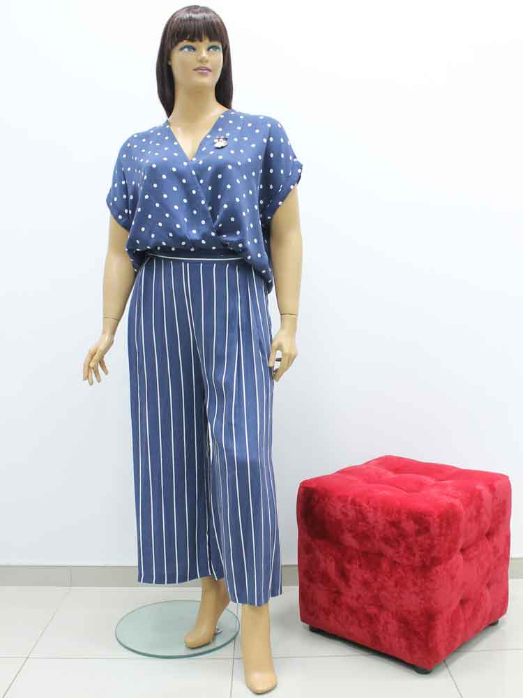 Костюм-комбинезон брючный женский из облегченного джинса (блуза и брюки) большого размера. Магазин «Пышная Дама», Харьков.