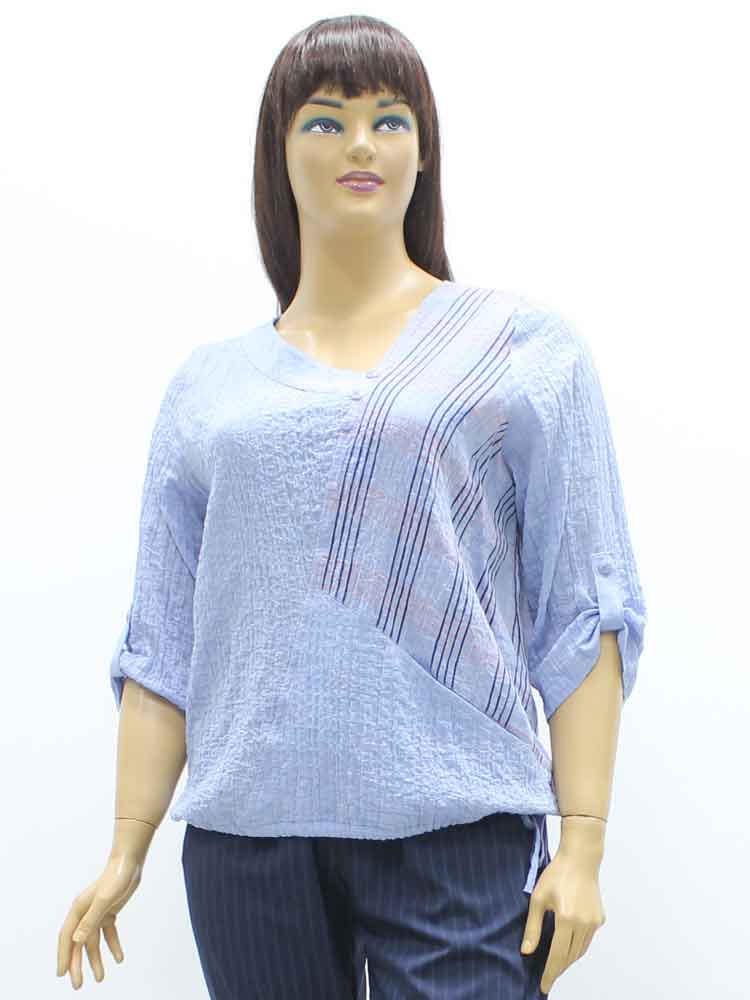 Блуза женская из хлопка комбинированная на кулиске большого размера. Магазин «Пышная Дама», Харьков.