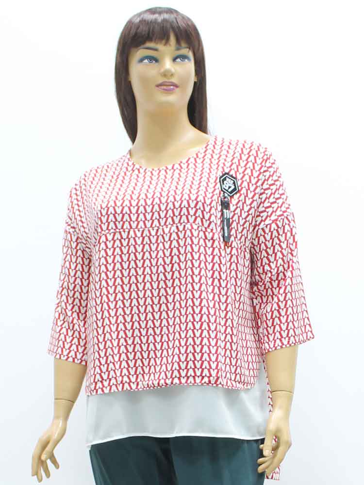 Блуза женская из штапеля комбинированная с шифоном большого размера. Магазин «Пышная Дама», Харьков.
