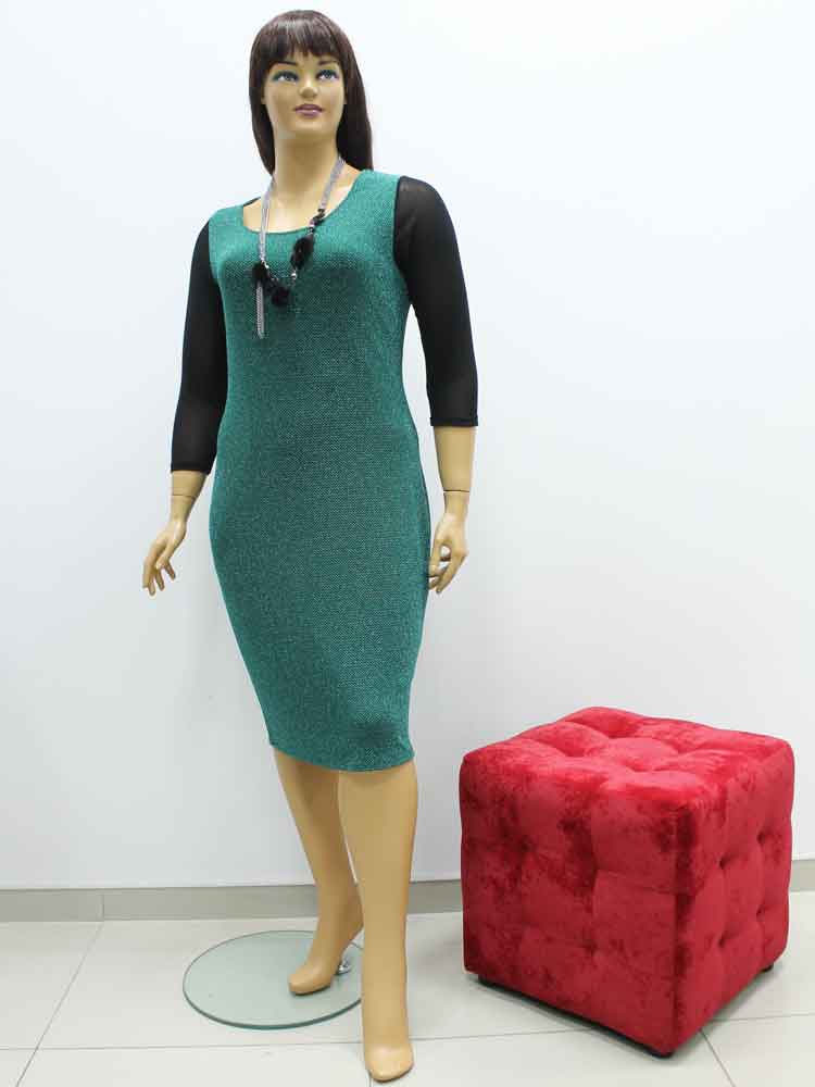 Платье трикотажное комбинированное с сеткой и бижутерия в комплекте большого размера. Магазин «Пышная Дама», Харьков.