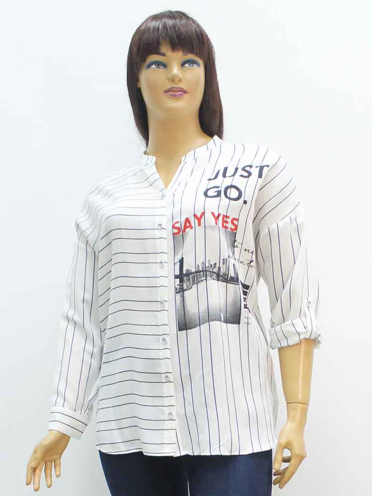 Блуза женская из вискозы с декоративным принтом большого размера. Магазин «Пышная Дама», Харьков.