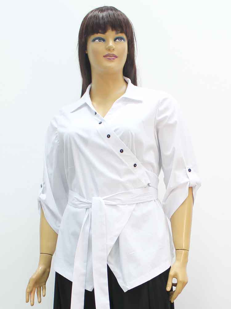 Блуза женская с запахом из хлопка с эластаном большого размера. Магазин «Пышная Дама», Харьков.