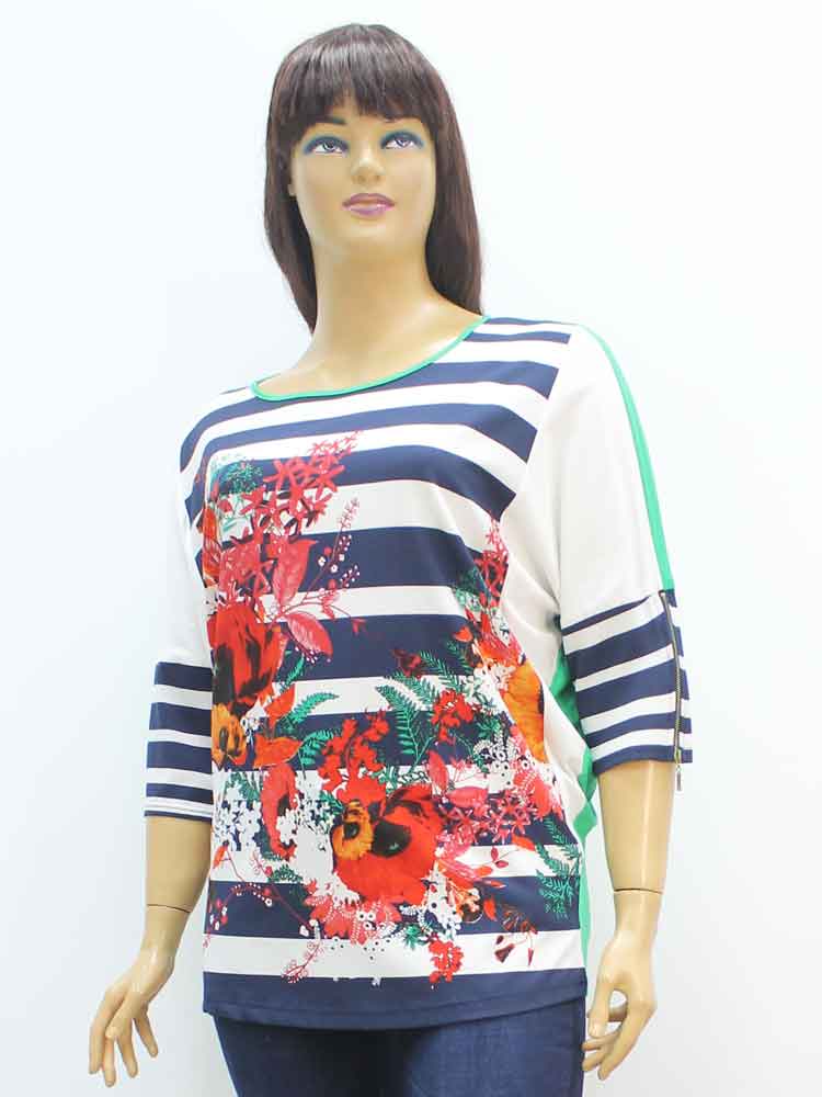 Блуза женская женская из вискозы с декоративным принтом большого размера. Магазин «Пышная Дама», Харьков.