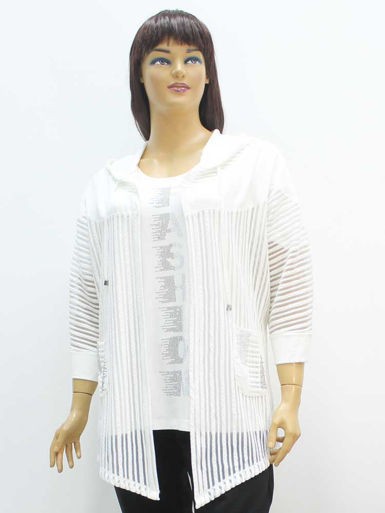 Блуза женская двойка (футболка и кардиган) из вискозы с аппликацией большого размера. Магазин «Пышная Дама», Харьков.