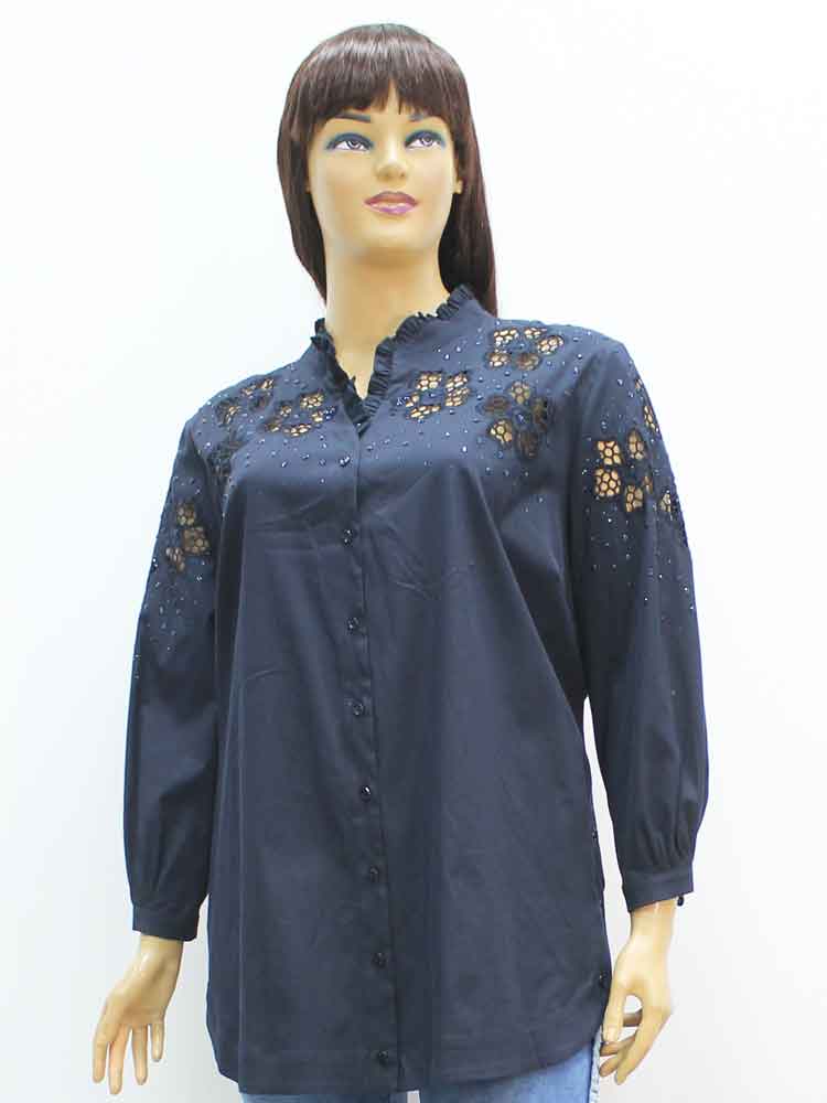 Сорочка (рубашка) женская с вышивкой Ришелье и аппликацией большого размера. Магазин «Пышная Дама», Харьков.