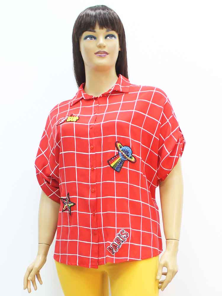 Сорочка (рубашка) женская из штапеля с аппликацией большого размера. Магазин «Пышная Дама», Харьков.