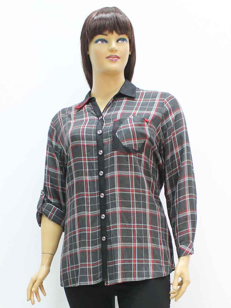 Сорочка (рубашка) женская с отделкой из ткани диско большого размера, 2020. Магазин «Пышная Дама», Харьков.