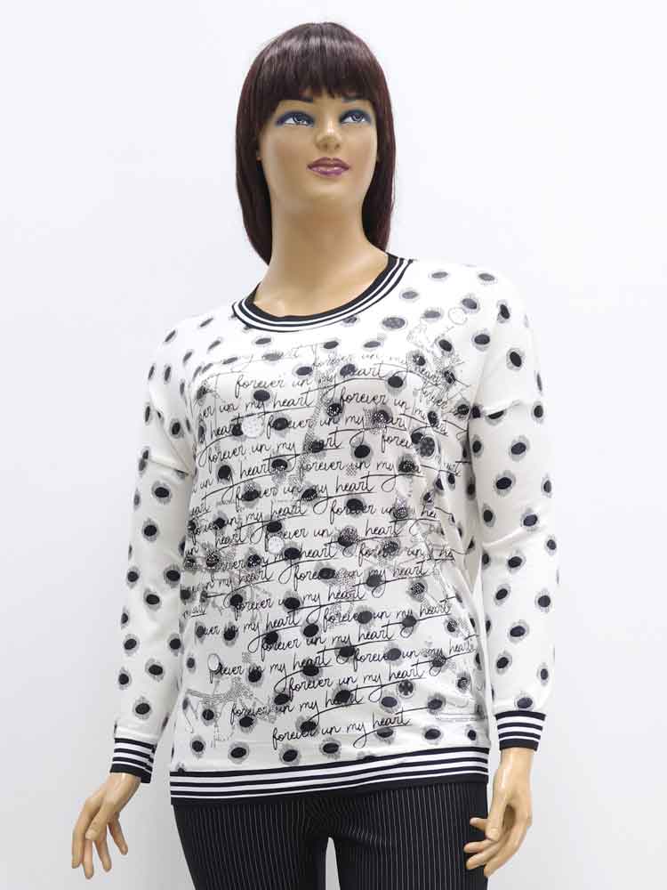 Блуза женская с декоративным принтом и аппликацией большого размера, 2021. Магазин «Пышная Дама», Харьков.