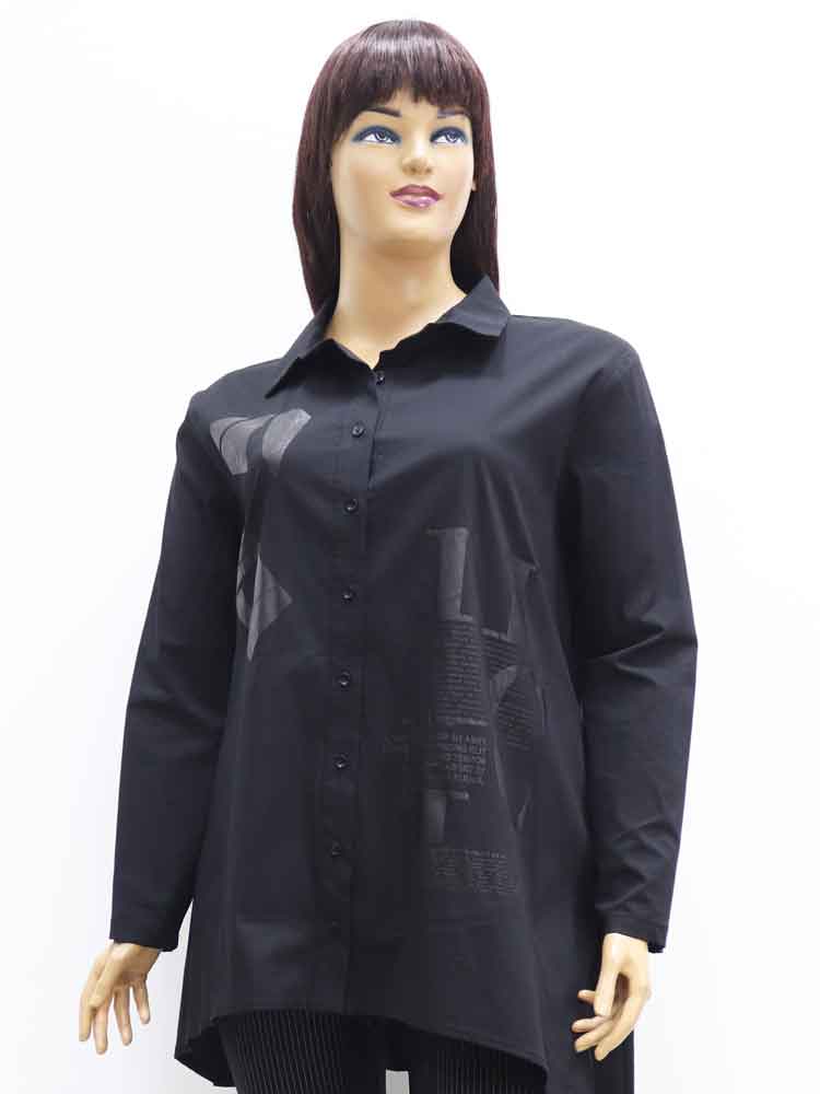 Сорочка (рубашка) женская из хлопка с декоративным принтом большого размера, 2021. Магазин «Пышная Дама», Харьков.