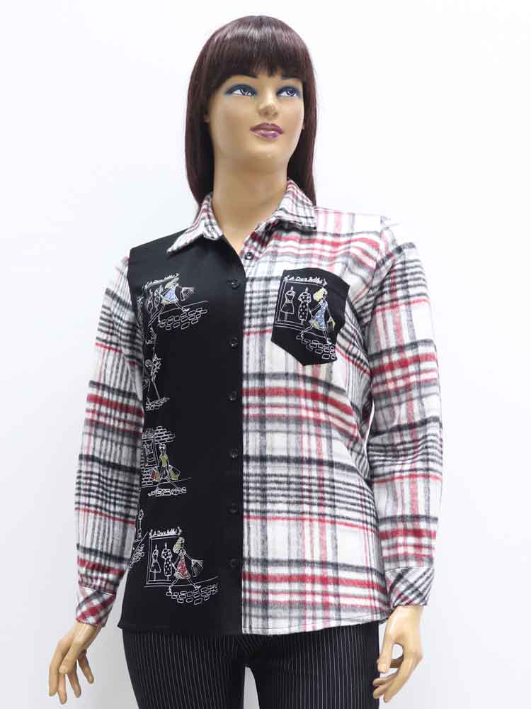 Сорочка (рубашка) женская комбинированная с декоративным принтом большого размера, 2021. Магазин «Пышная Дама», Харьков.