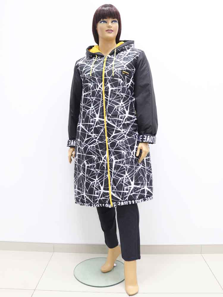 Куртка демисезонная женская комбинированная с капюшоном большого размера, 2021. Магазин «Пышная Дама», Харьков.