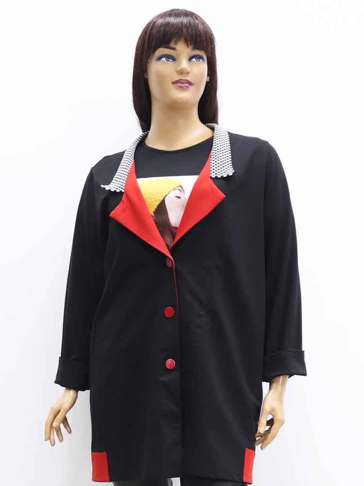 Пиджак женский трикотажный и блуза с аппликацией в комплекте большого размера. Магазин «Пышная Дама», Харьков.