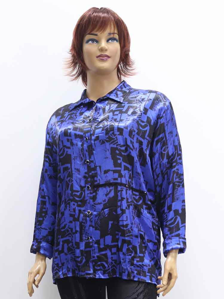 Сорочка (рубашка) женская из стрейч атласа с аппликацией большого размера. Магазин «Пышная Дама», Харьков.