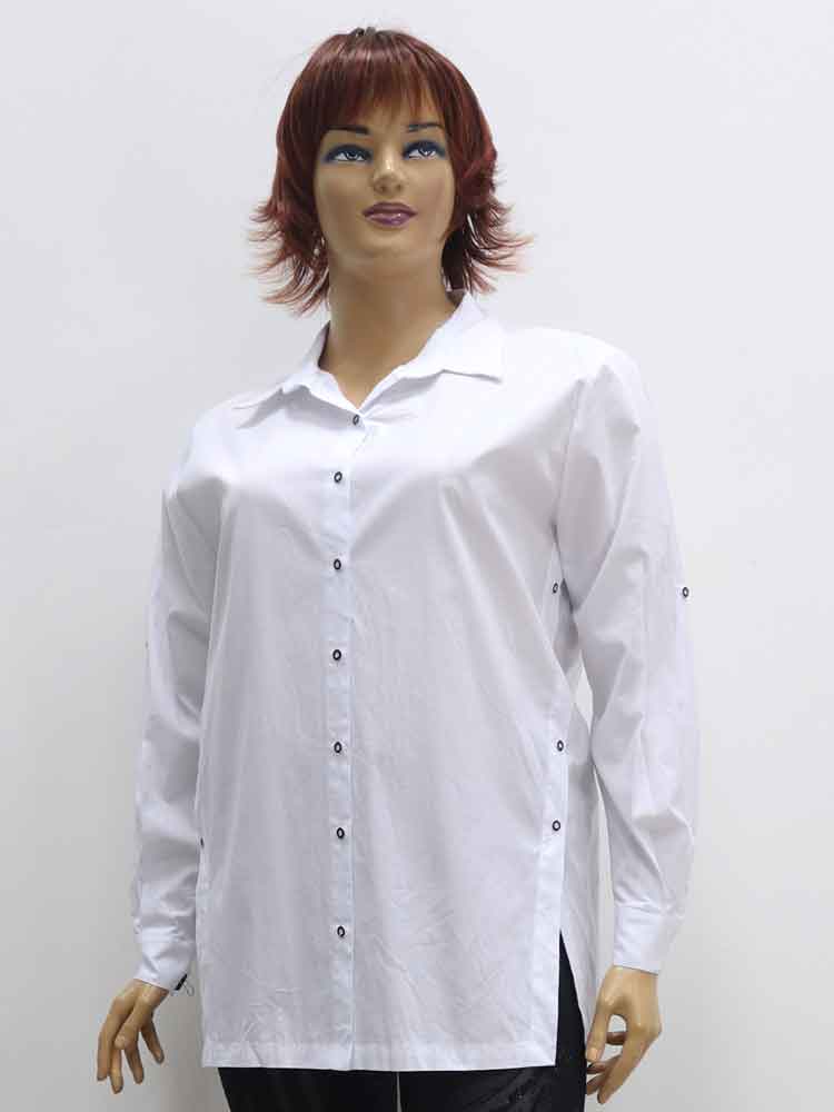 Сорочка (рубашка) женская из хлопка со стрейчем классическая большого размера. Магазин «Пышная Дама», Харьков.