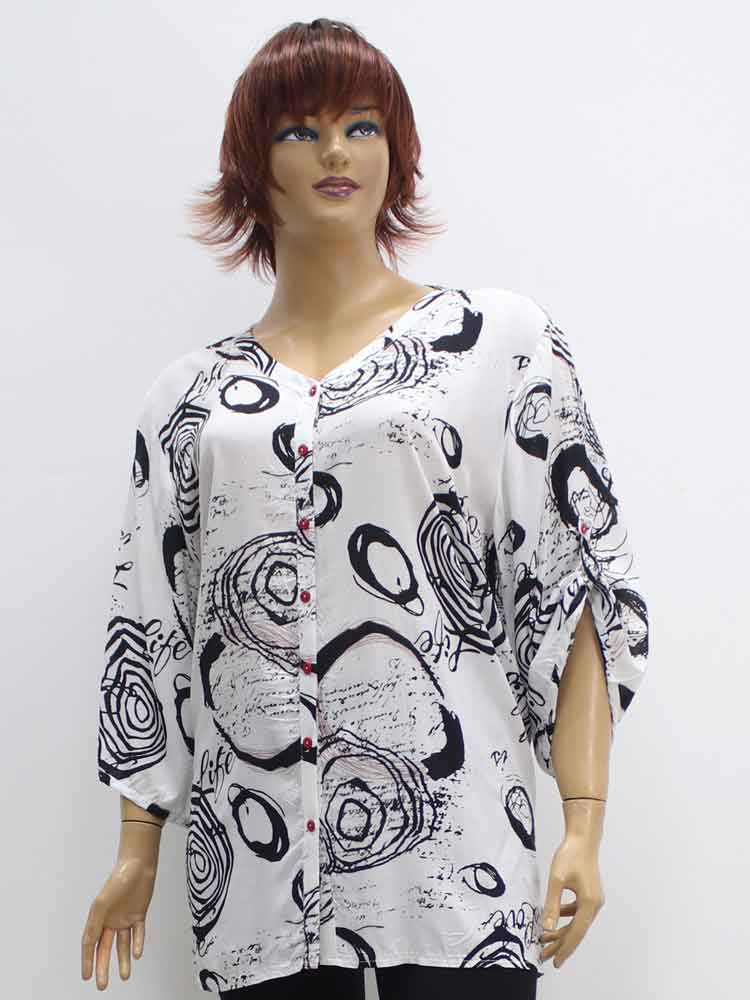 Блуза женская с декоративным принтом большого размера. Магазин «Пышая Дама», Харьков.
